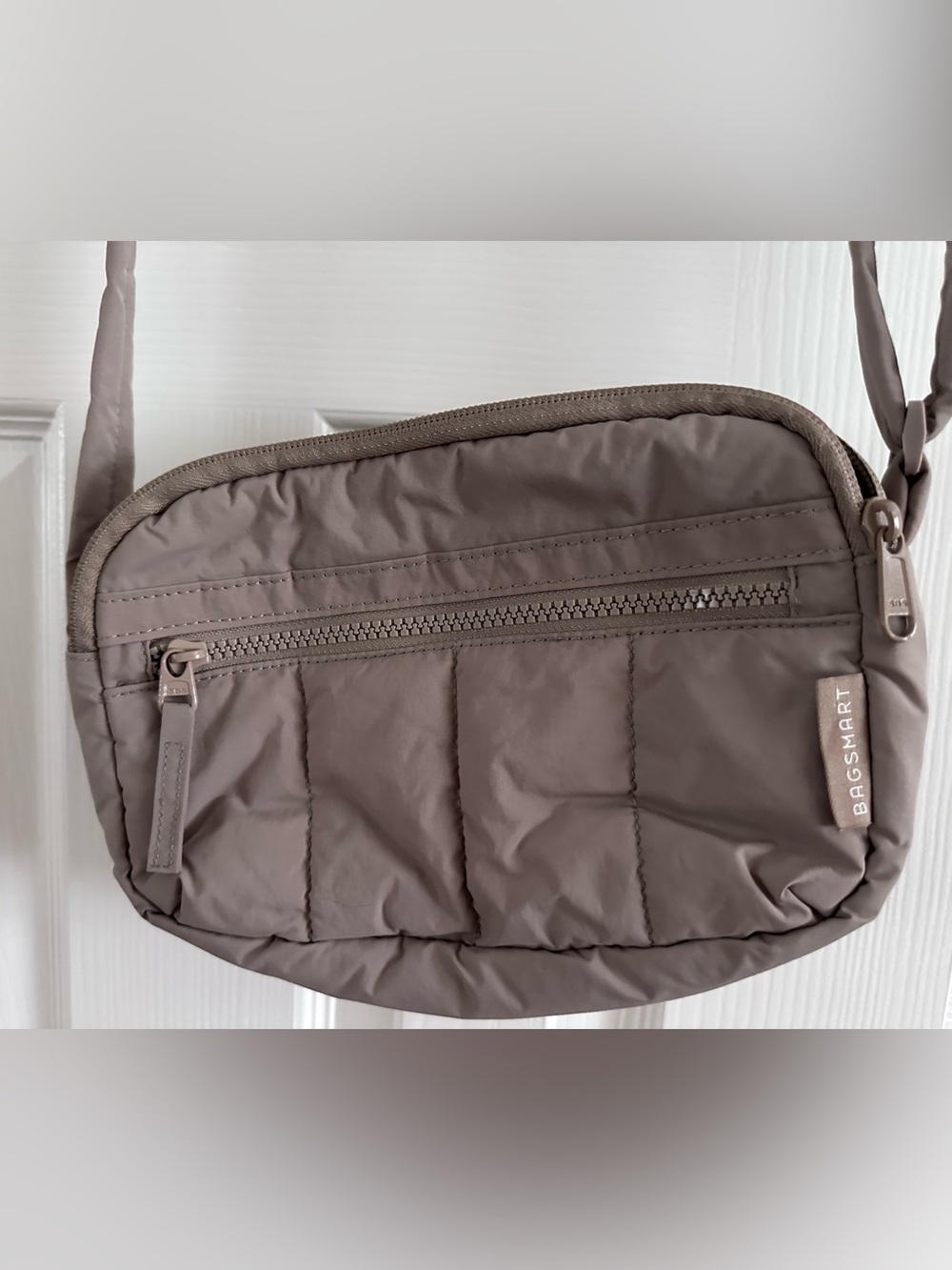 BAGSMART Taupe Quilted Crossbody Bag for Women